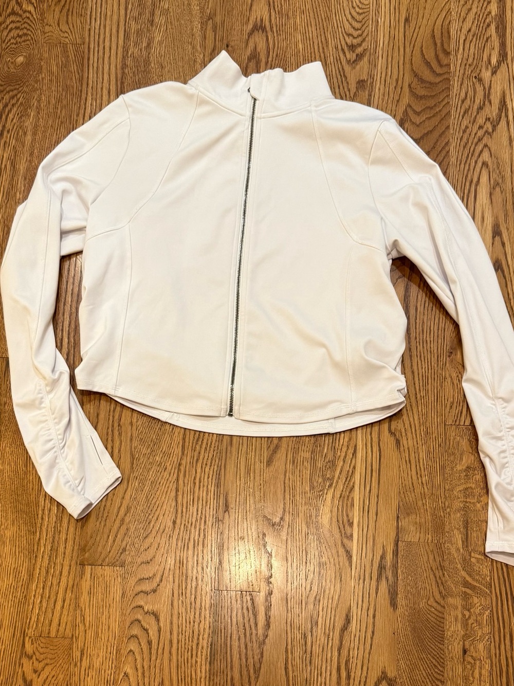 Gilly Hicks White Cropped Zip-Up Bomber Jacket fits like large